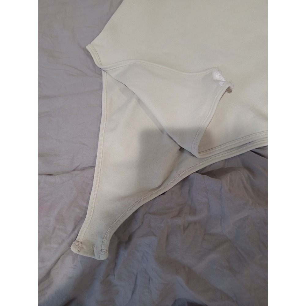 OQQ body shaping Bodysuit Ivory long sleeve Sq Neckline closet staple Women SZ S - Picture 8 of 11